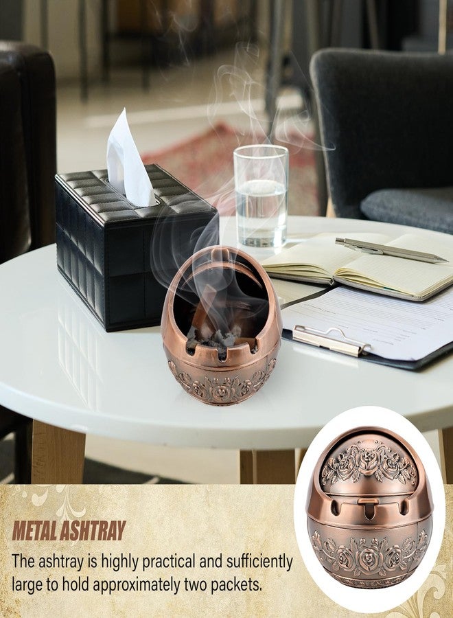 LCJAOF Vintage Ashtray With Lid Portable Cigar Ashtray Windproof Outdoor and Indoor Decorative for Men Women Home Office - Image 4